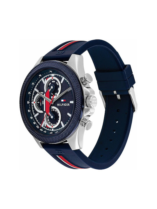 Tommy Hilfiger Uhr Batterie mit Blau Kautschukarmband