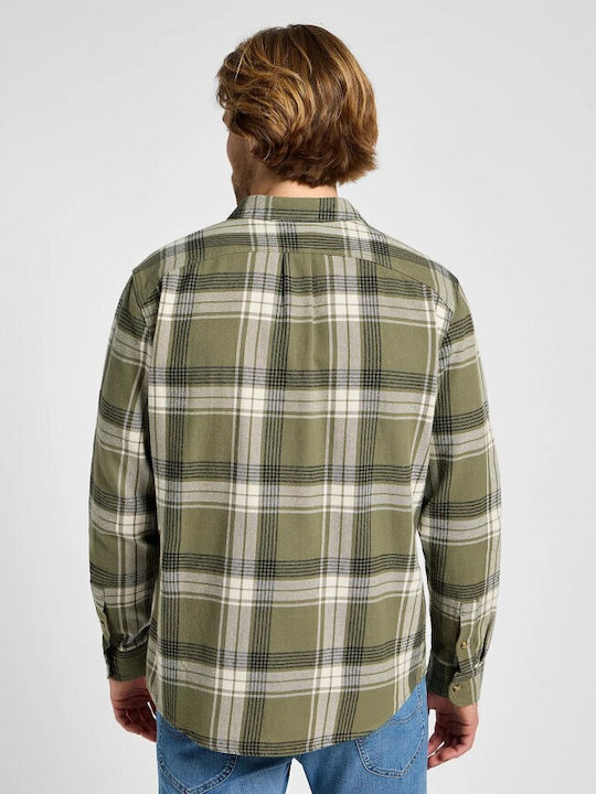 Lee Men's Shirt Long Sleeve Cotton Checked Green