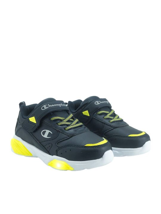 Wave PU Kids Sneakers with Scratch & Lights Navy Blue