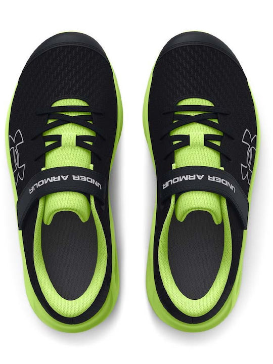 Charged Pursuit 3 Big Logo AC Kids Sports Shoes Running with Hoop & Loop Closure Black