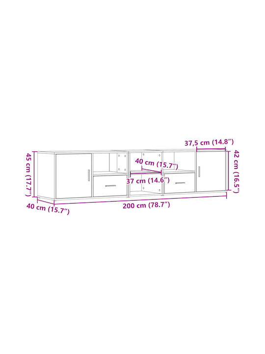 Έπιπλο Τηλεόρασης Αρτισιανή Δρυς Μ200xΠ40xΥ45cm