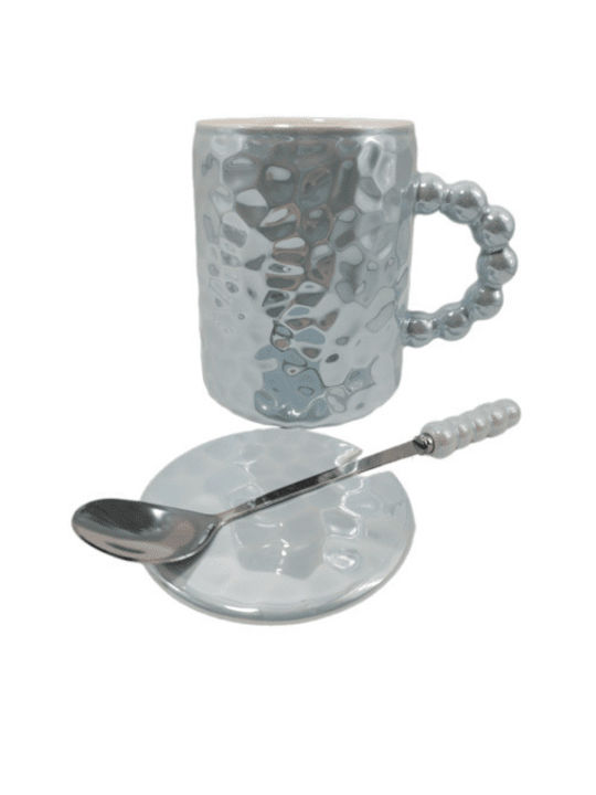 Tasse aus Porzellan mit Deckel Blau 500ml 1Stück