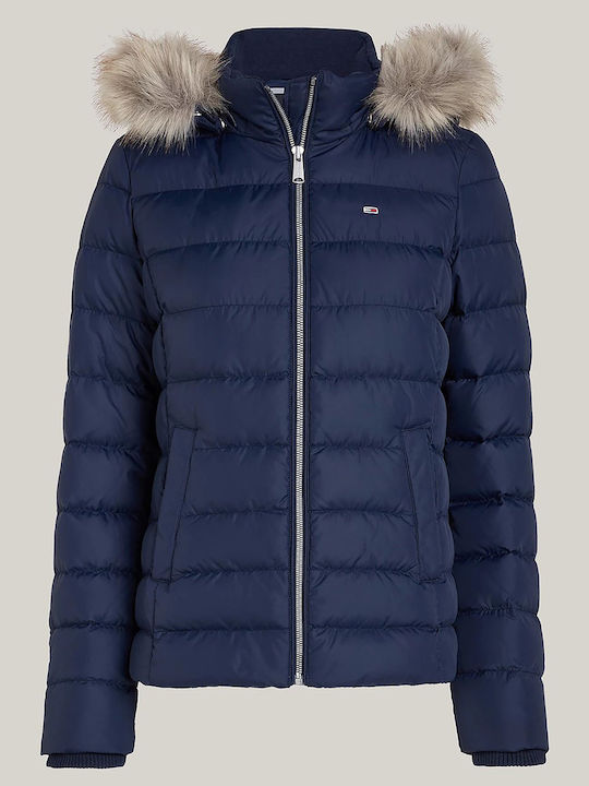 Kurz Damen Puffer Jacke für Winter Dark Blue