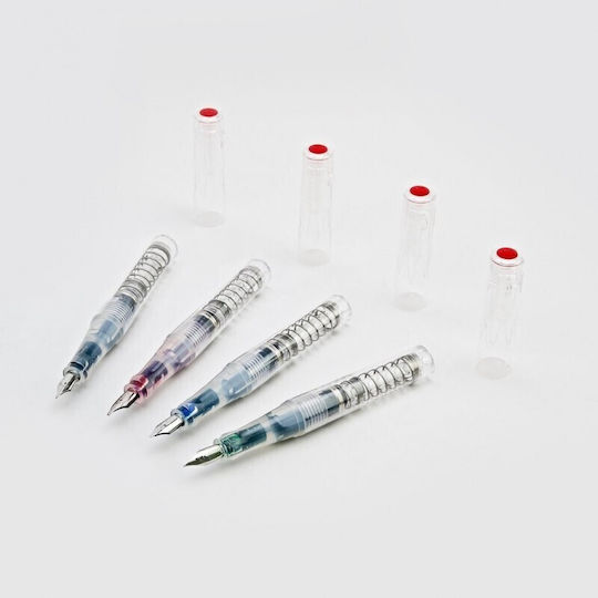 Twsbi Go Spring Load Mechanism Калиграфска Писалка Широк Прозрачна с Червен Мастило