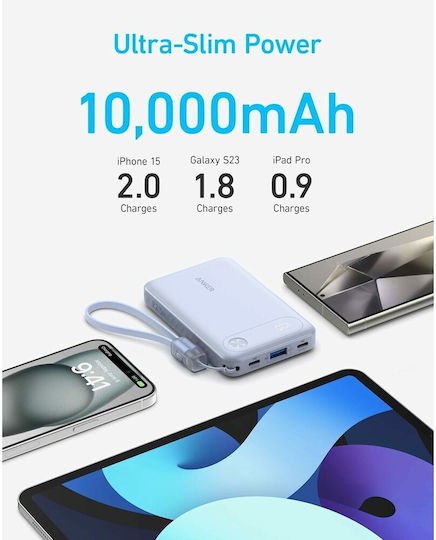 Anker PowerCore 10000mAh 22.5W με Θύρα USB-A και 2 Θύρες USB-C Μαύρο