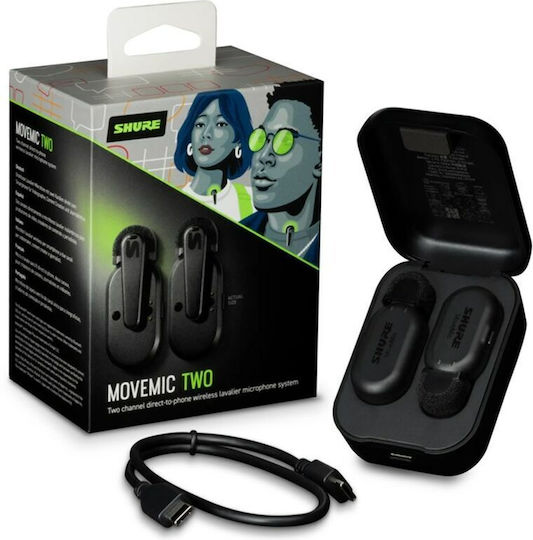 Shure MV-TWO-Z6 Set Wireless Microphone Πέτου, Clip On for Mobile