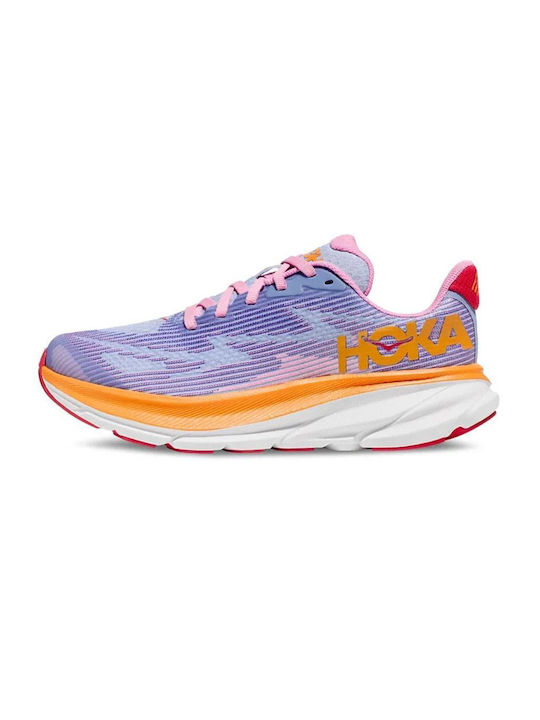 CLIFTON 9 Kids Sports Shoes Running with Laces Pink