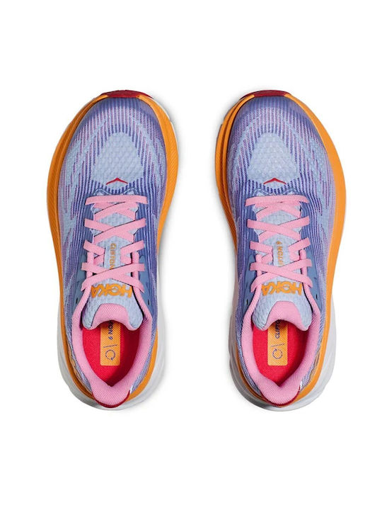 CLIFTON 9 Kids Sports Shoes Running with Laces Pink