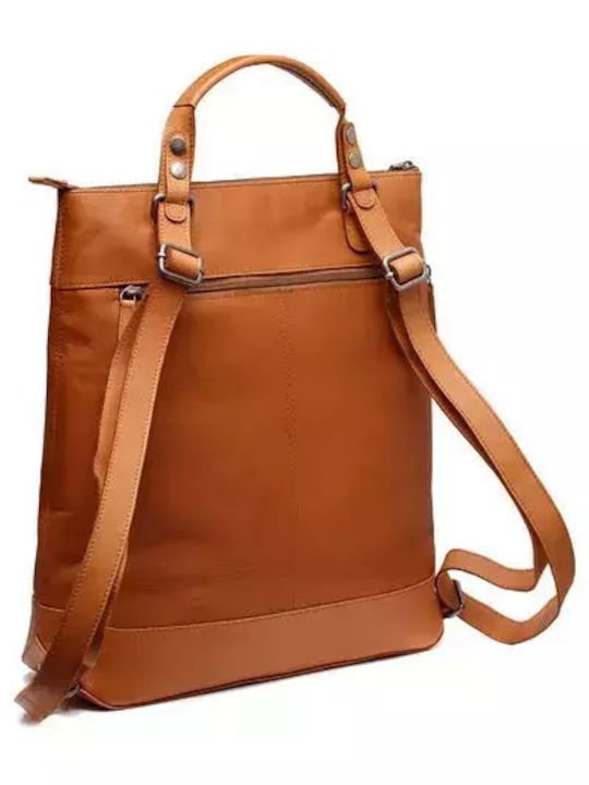 Leather Women's Bag Shopper Backpack Tabac Brown