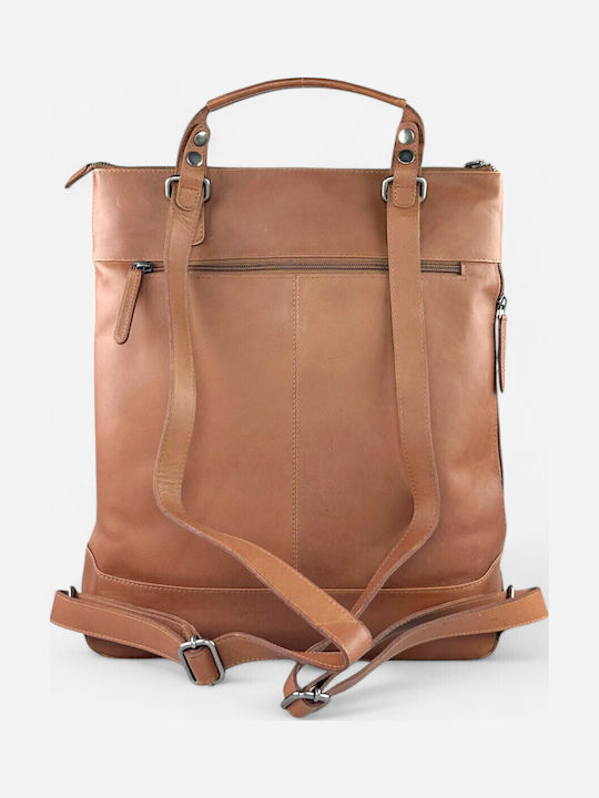 Leather Women's Bag Shopper Backpack Tabac Brown