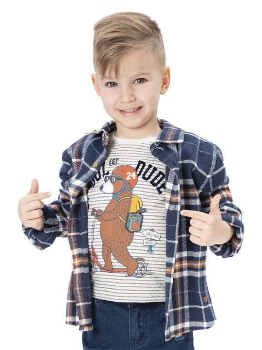 Energiers Kids Checked Shirt Blue