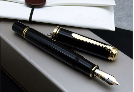 Pelikan Souveran Füllfederhalter Fein Schwarze mit Schwarzer Tintenfarbe