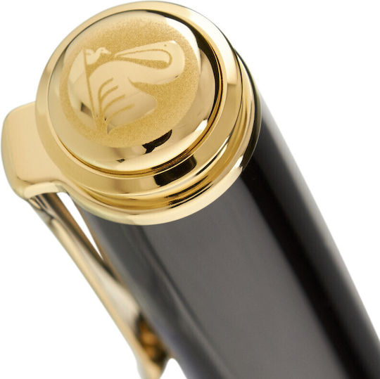 Pelikan Souveran Füllfederhalter Fein Schwarze mit Schwarzer Tintenfarbe
