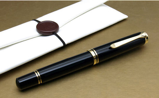 Pelikan Souveran Füllfederhalter Fein Schwarze mit Schwarzer Tintenfarbe