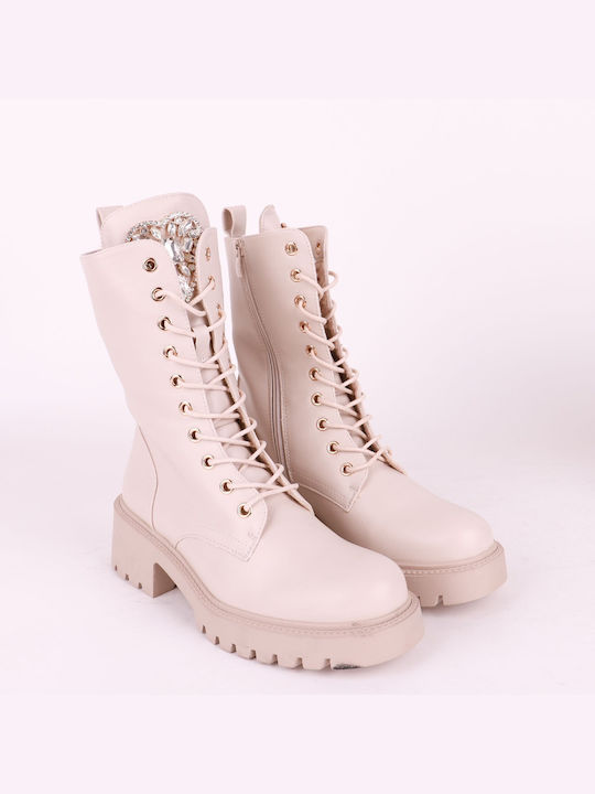 Ideal Shoes Damen Knöchelstiefel Beige