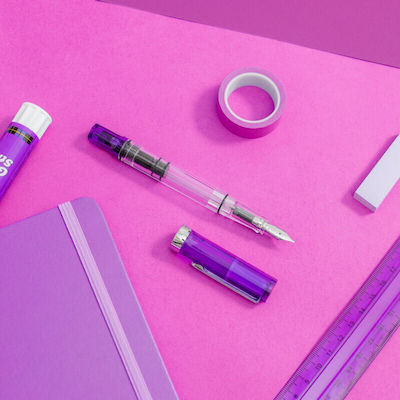 Twsbi Peniță de Caligrafie Fine Transparent cu Violet Cerneală