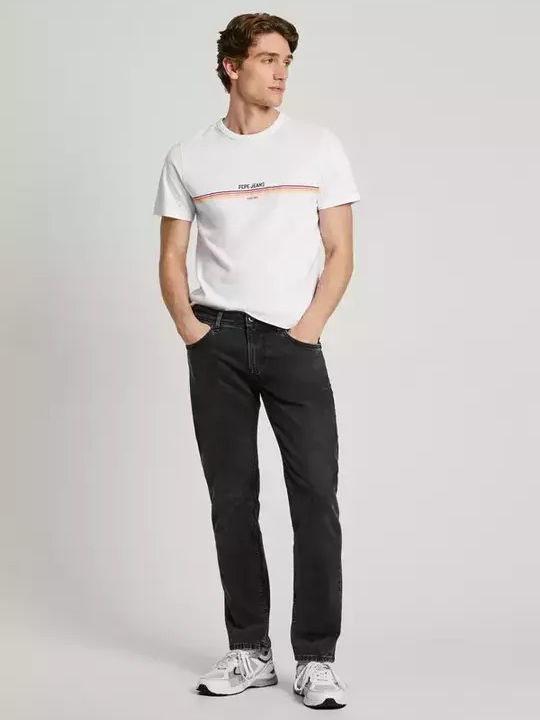 Pepe Jeans Pantaloni de Bărbați din Jean în Linie Dreaptă Black Stone Wash