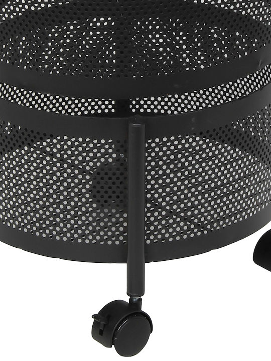 Keskor Metallic Kitchen Trolley 3 Tiers Black 30x30x58cm