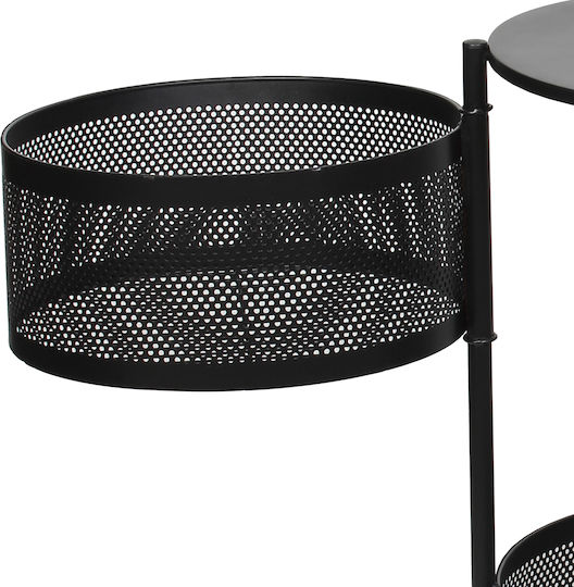Keskor Metallic Kitchen Trolley 3 Tiers Black 30x30x58cm