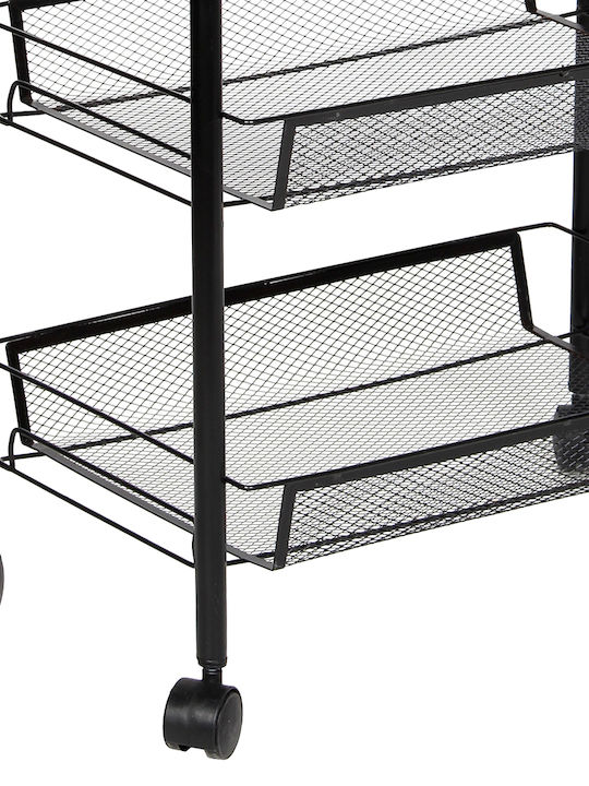 Keskor Kitchen Trolley Metallic 4 Tiers Black 44x25.5x83cm