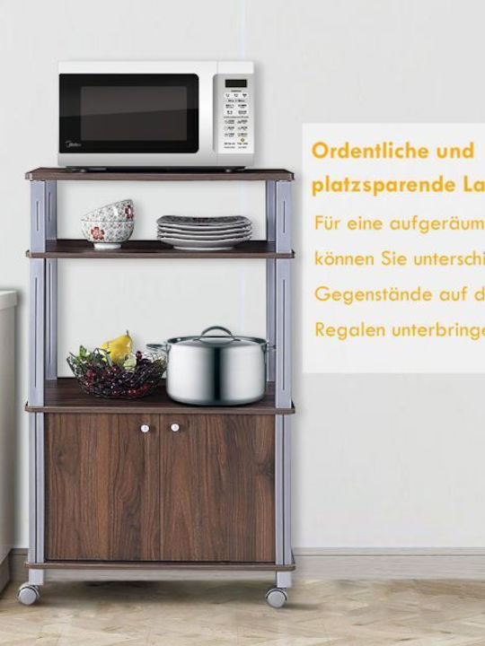 Costway Kitchen Rack Plastic 4 Tiers Brown 60x40x98cm