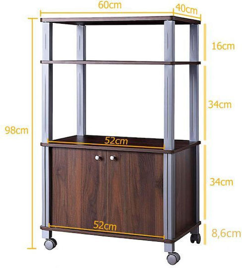Costway Küchengestell Aus Kunststoff 4 Ebenen Braune 60x40x98cm