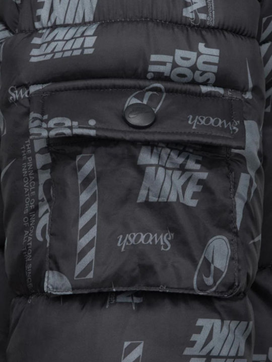 Kinder Sportjacke mit Futter & Kapuze Schwarz