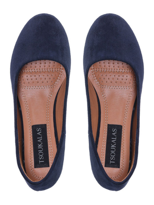 Wildleder Damen Ballerinas in Blau Farbe 431807bu