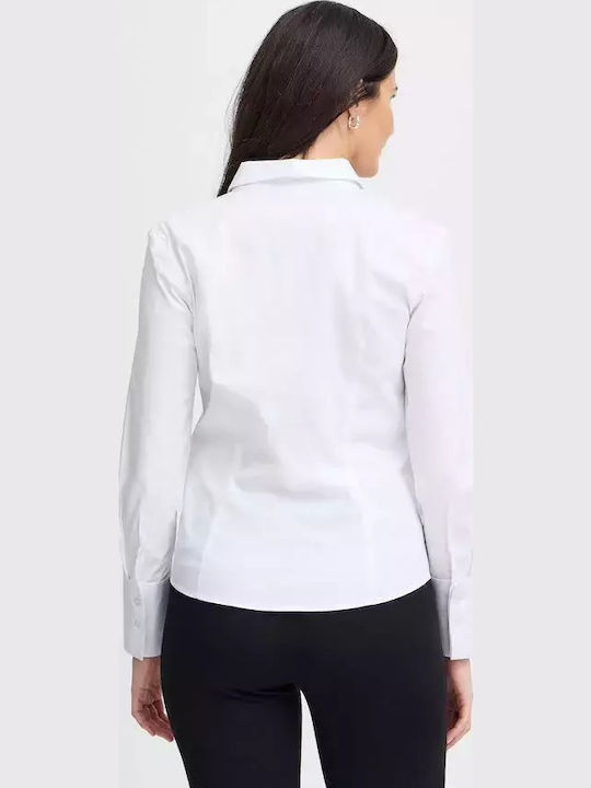 Langärmelig Damen Hemd White