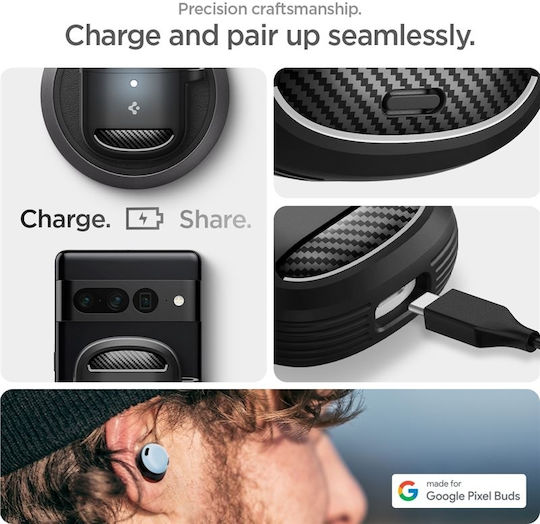 Spigen Rugged Armor Θήκη Σιλικόνης σε Μαύρο χρώμα για Google Pixel Buds Pro