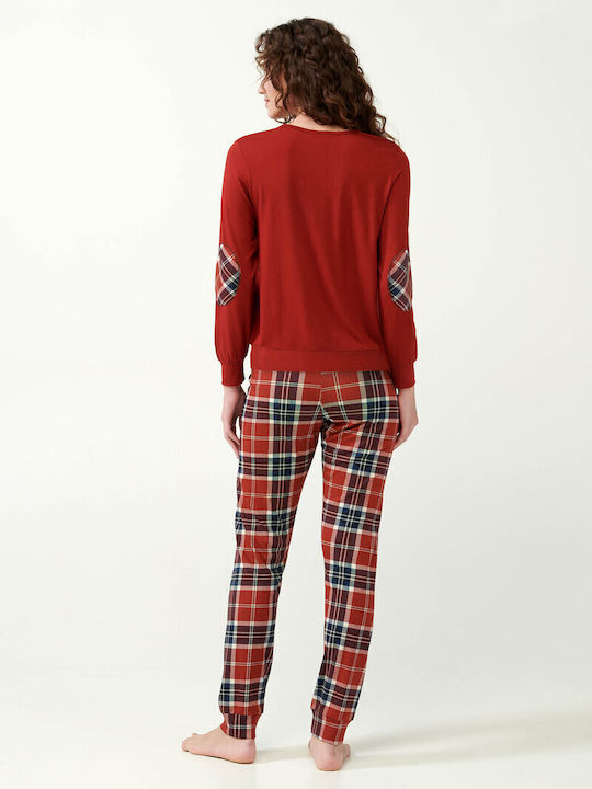 Vamp Winter Women's Pyjama Pants Red Terracota
