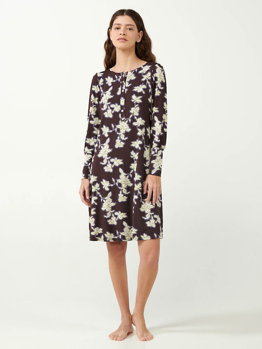 Vamp Winter Women's Nightdress Brown Cocoa