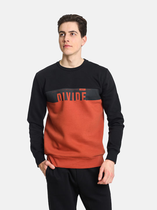 Life Style Butiken Herren Sweatshirt Black/κεραμιδί