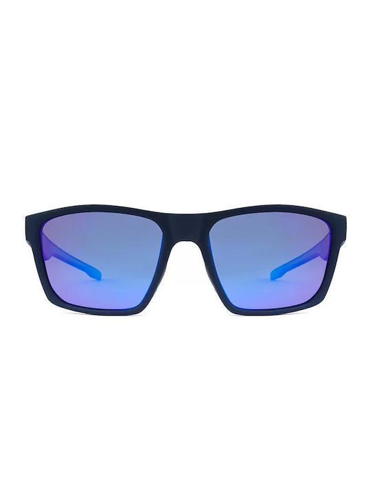 Polareye Men's Sunglasses with Navy Blue Plastic Frame and Blue Polarized Mirror Lens PTE2153