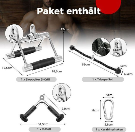3-Piece Tricep Rope Attachment Costway Sp38092