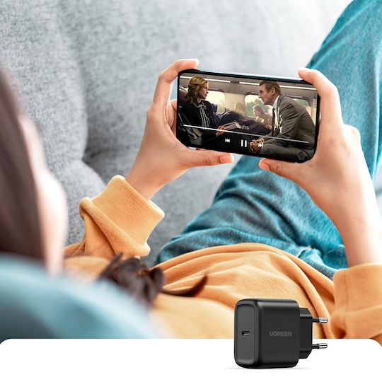 Ugreen Charger with USB-C Port and Cable USB-C - USB-C 25W Power Delivery / Quick Charge 3.0 Blacks (Cd250)