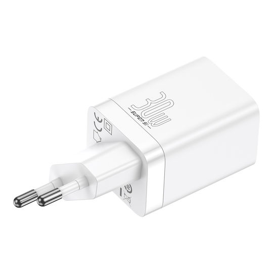 Baseus Baseus Kabelloser Handyladegerät mit USB-A und USB-C Ausgangsanschlüsse 30W Stromlieferung Schwarz (C Super Si Pro)
