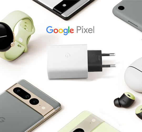 Google Зарядно без кабел с USB-C порт 30W Power Delivery Бял (GA03502-EU)