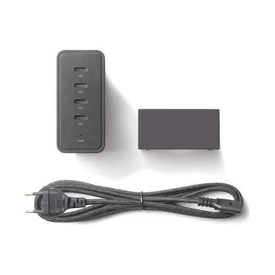 Native Union Зарядно Устройство Без Кабел GaN с 4 USB-C Изходни Порта и Кабел micro USB 140W Power Delivery Черно Fast Desktop