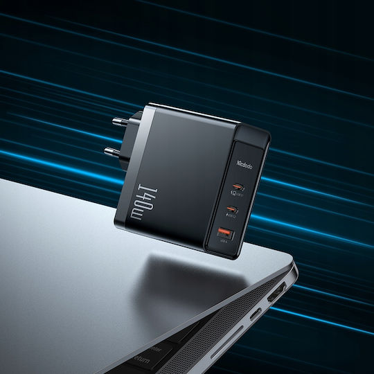 Mcdodo Φορτιστής Χωρίς Καλώδιο GaN με Θύρα USB-A και 2 Θύρες USB-C 140W Μαύρος (GaN CH-2911)