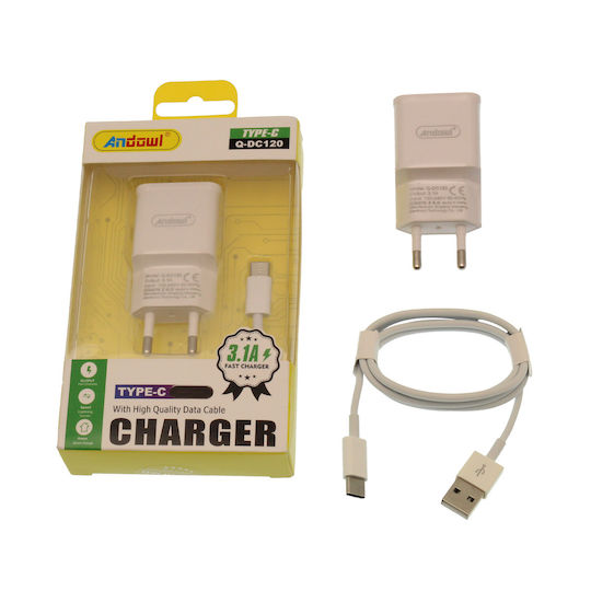 Andowl Φορτιστής Χωρίς Καλώδιο με Θύρα USB-A Λευκός (Q-DC120)