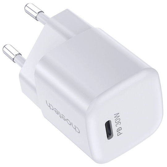 Choetech Charger Without Cable GaN with USB-C Port 30W Power Delivery Whites (PD5007)