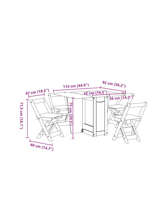 Dining Room Expandable 5pcs 114(+)x92cm