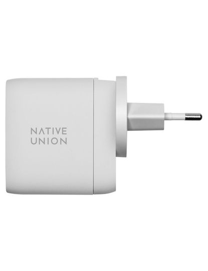 Native Union Зарядно без кабел GaN с 2 USB-C порта 67W Power Delivery Бял (FAST-PD67-WHT-INT)