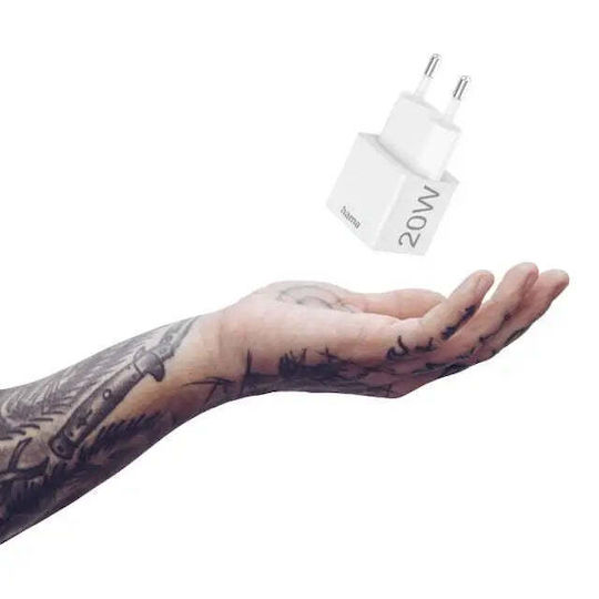 HAMA Wireless Charger with USB-C Port 20W Power Delivery White