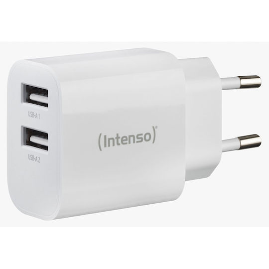 Intenso Charger Without Cable with 2 USB-A Ports 24W Whites (W24AA)