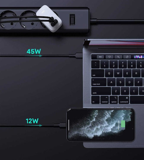 Aukey Încărcător Fără Cablu GaN cu Port USB-A și Port USB-C 65W Livrarea energiei Albς (PA-B3)