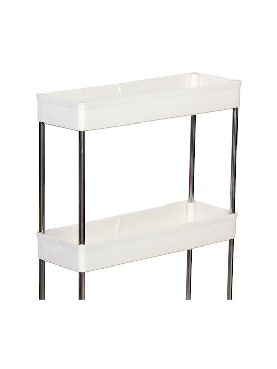 Keskor Metallic Kitchen Trolley 4 Tiers White 40x13x87cm