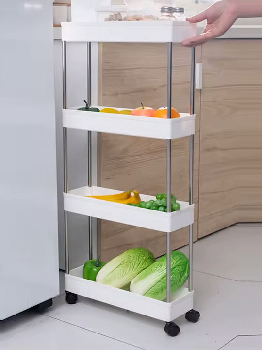 Keskor Metallic Kitchen Trolley 4 Tiers White 40x13x87cm