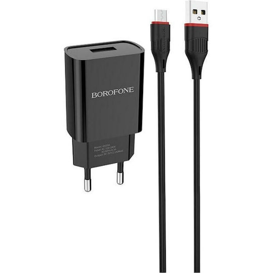 Borofone Charger with 2 USB-A Ports and Cable micro USB Blacks (DBN4)